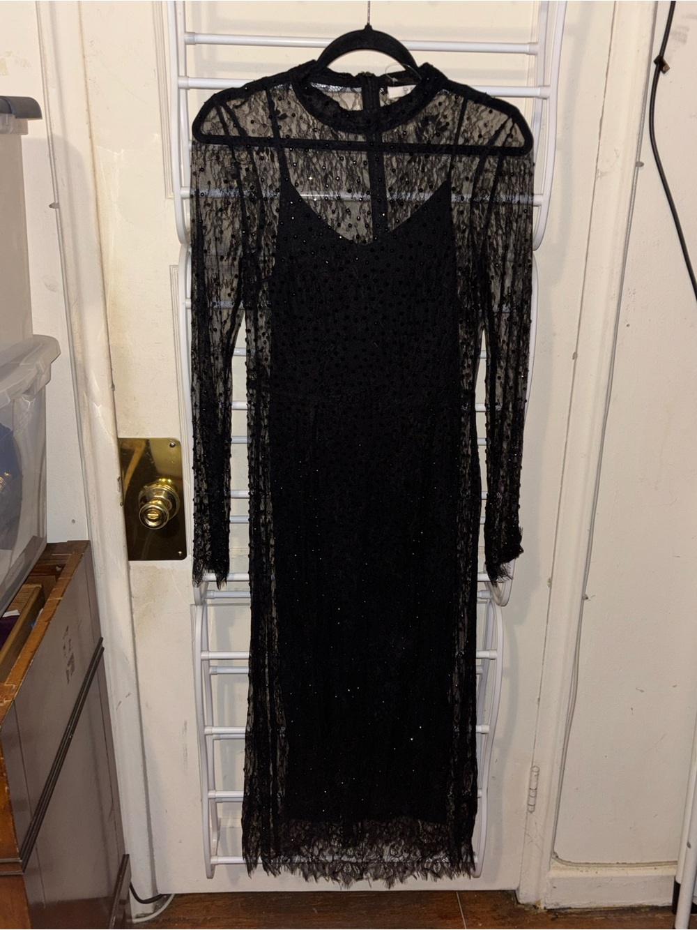 Sea New York Seraphina Black Embellished Lace Midi Dress 6 Dark Romantic Whimsi - Picture 2 of 7